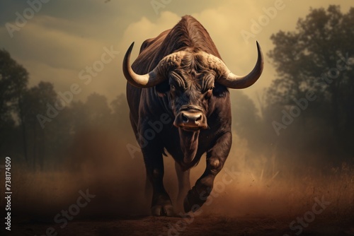 Wildlife photography of a bull running