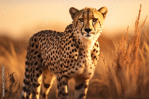 Wildlife photography of a cheetah in a field