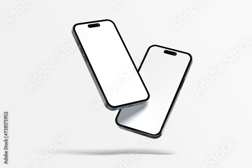 White floating smartphones new concept 3d illustration