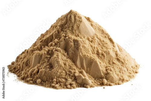 A Pile of Sand. A pile of sand, appearing in a heap, placed on a plain Transparent background. photo