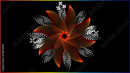 The vector dotted spiral vortex graphic is a visually interesting and complex image. The use of color, movement, and text all contribute to its overall effect.
