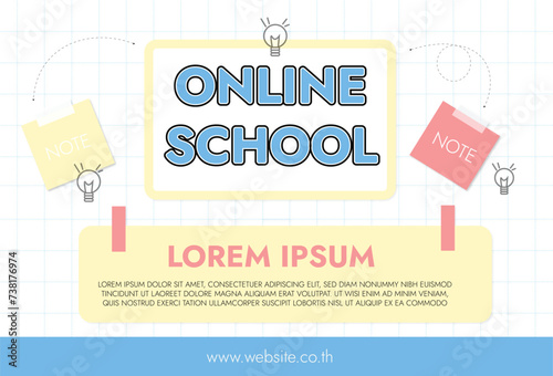 Online School. Digital internet tutorials and courses, online education.