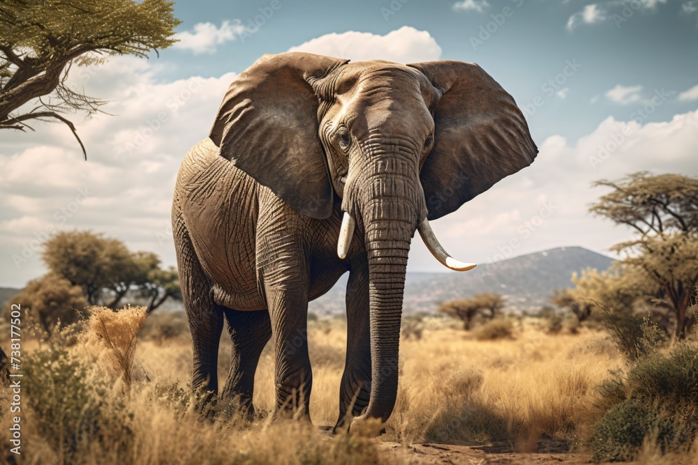 Obraz premium Closeup of a big elephant in the jungle