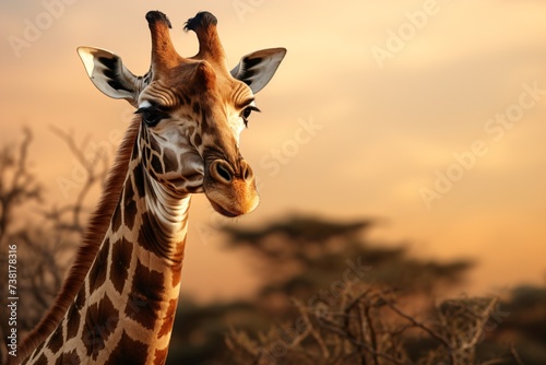 Closeup portrait of a giraffe face