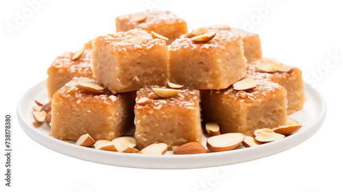 Delight in Traditional Middle Eastern Sweets - Basbousa Hareesa on transparent background, Perfect for Celebrations and Ramadan photo