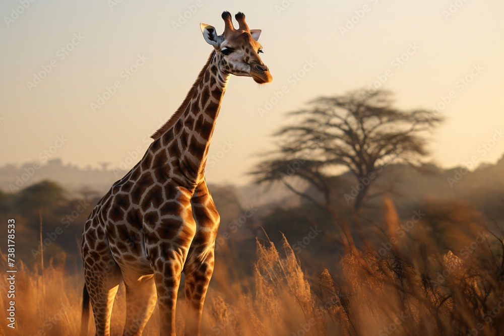 Obraz premium giraffe at sunset