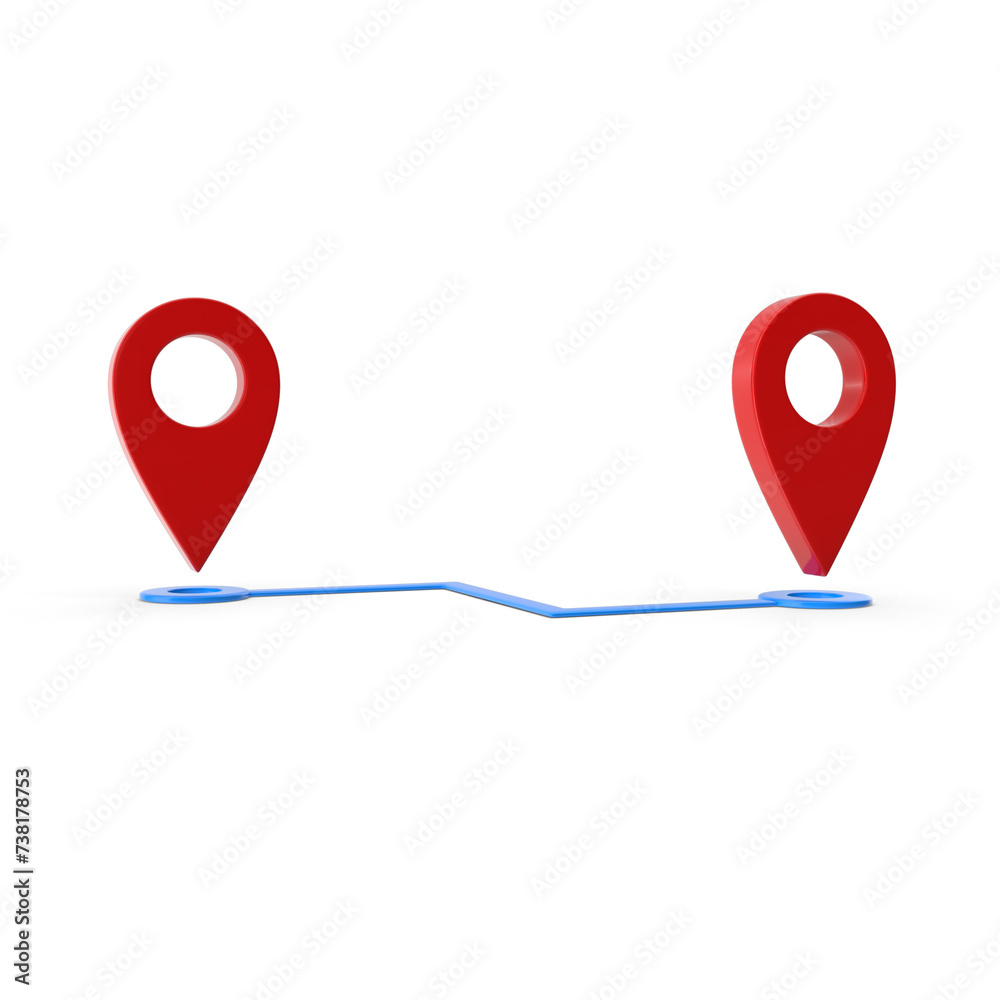 Fototapeta premium 3D Rendering Realistic PNG Location map pin GPS pointer markers GPS location symbol, maps and navigation apps, red geolocation markers, placemark icons, cartography, and traveler interest symbols