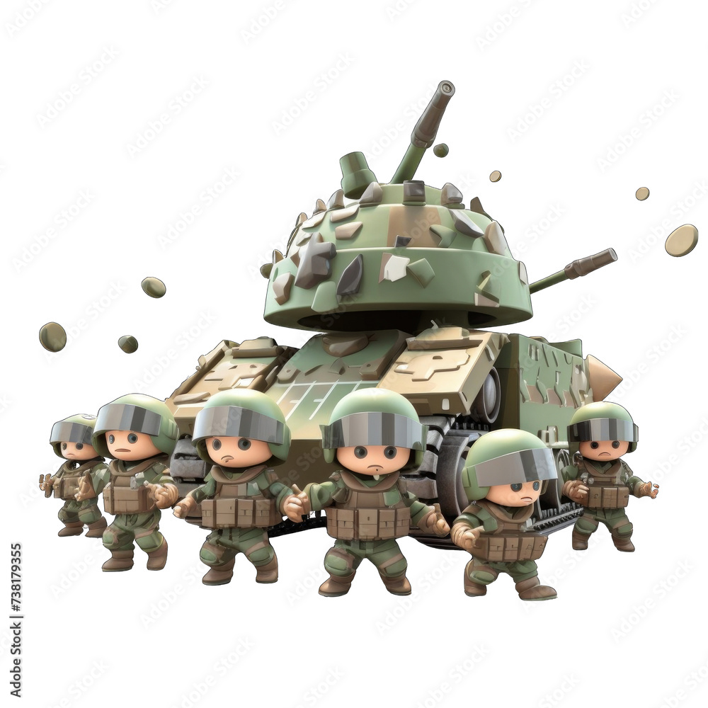 3d cute little army tank png / transparent