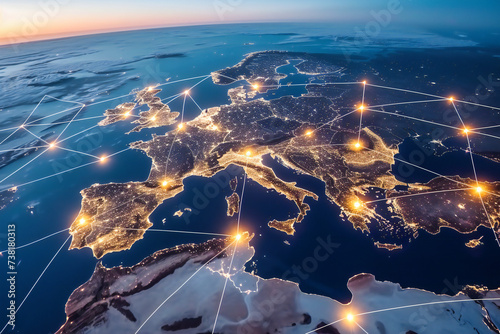 Planet Earth at night, a glowing testament to the interconnectedness of humanity, seen from the vastness of space