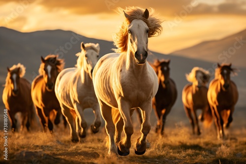 A group of horses running