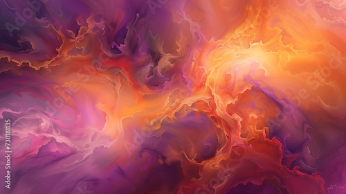 Abstract Marbled Flow of Vivid Colors in Fluid Art Style