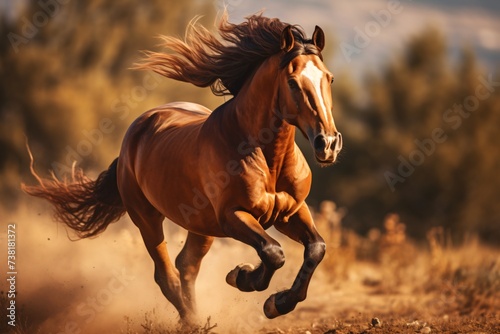 Wildlife photography of a horse running in an open field © Tarun