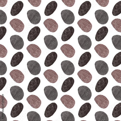 Seamless pattern with decorative stones. Hand drawn vector illustration.