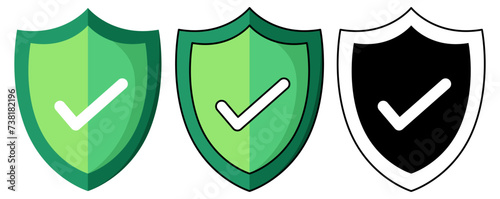 Isolated sheild icon with editable stroke for business, protection, security, defense, web, UI, mobile, application, blog, and more. Shield with check mark, vector illustration photo