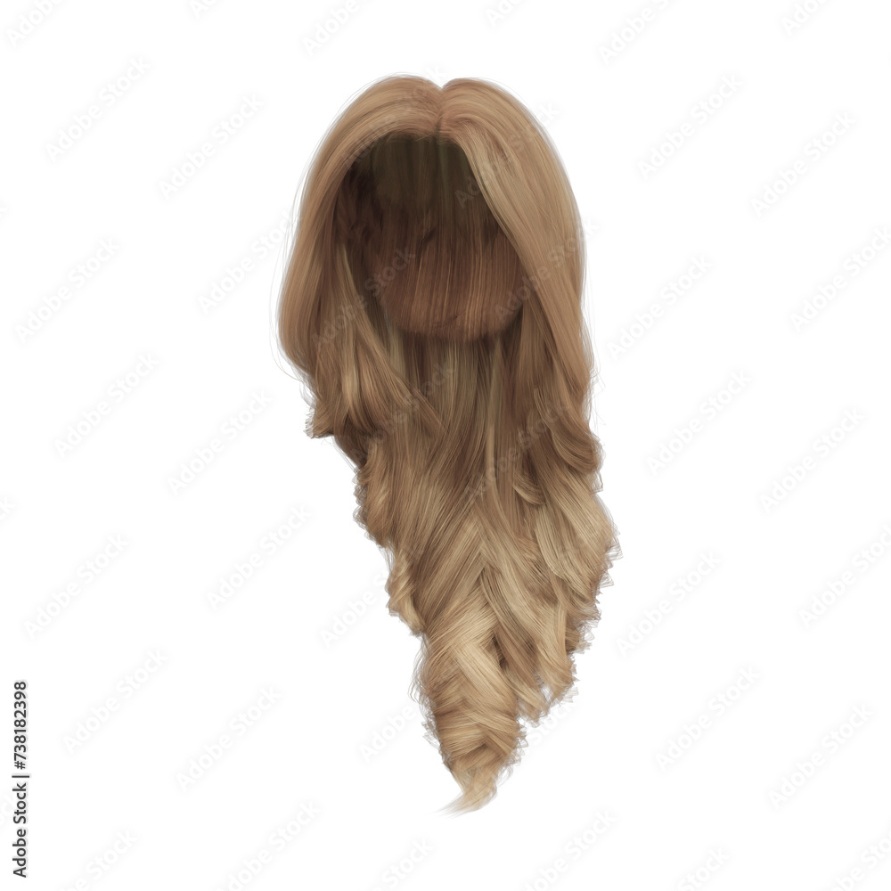 3d render princess style wavy blonde hair isolated 3d render princess style wavy blonde hair isolated