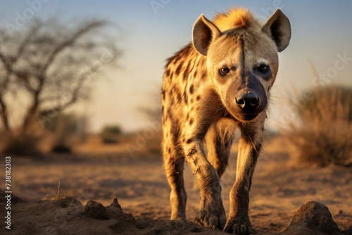 Closeup of a hyena in the jungle