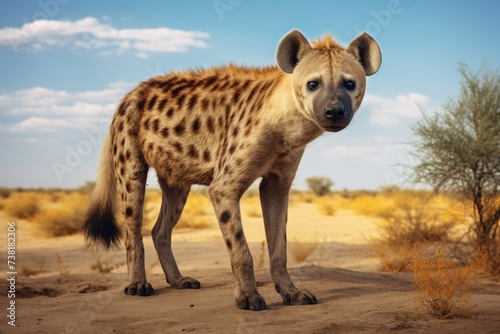 Closeup of a hyena in the jungle