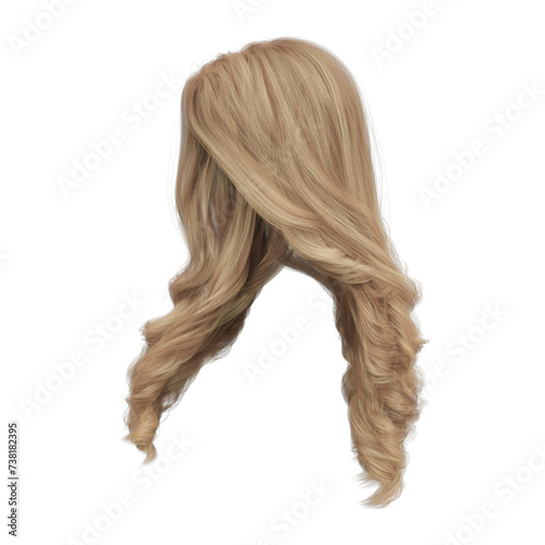3d render princess style wavy blonde hair isolated