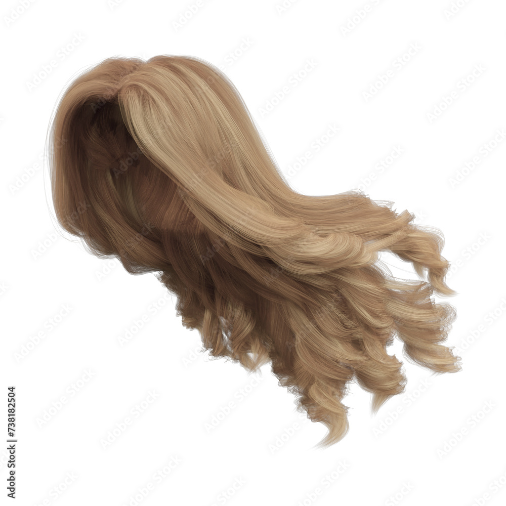 3d render princess style wavy blonde hair isolated 3d render princess style wavy blonde hair isolated
