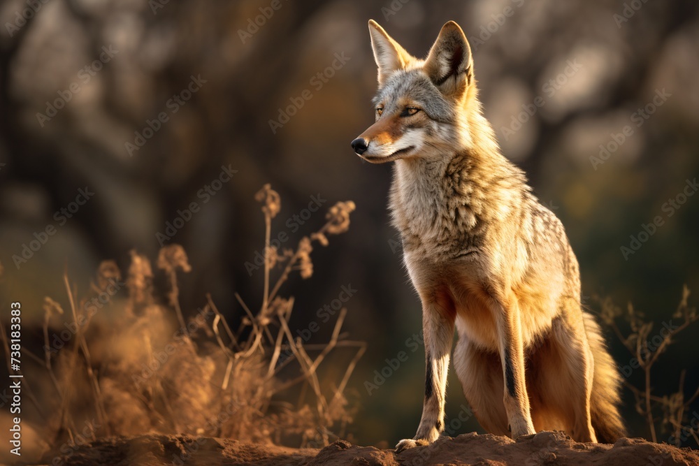 Closeup of a fox in the forest