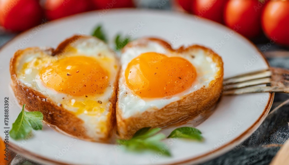 Heart-shaped fried eggs on plate Heart-shaped fried eggs on plate