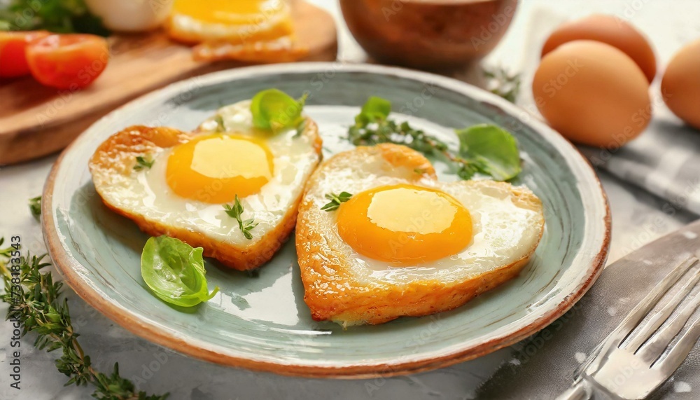 Heart-Shaped Eggs. Valentines day concept.
Heart-Shaped Eggs. Valentines day concept.