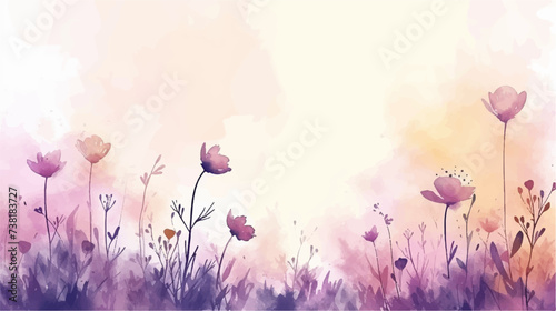 Watercolor floral background. Hand painted watercolor flowers. Hand drawn vector art.	 #738183727