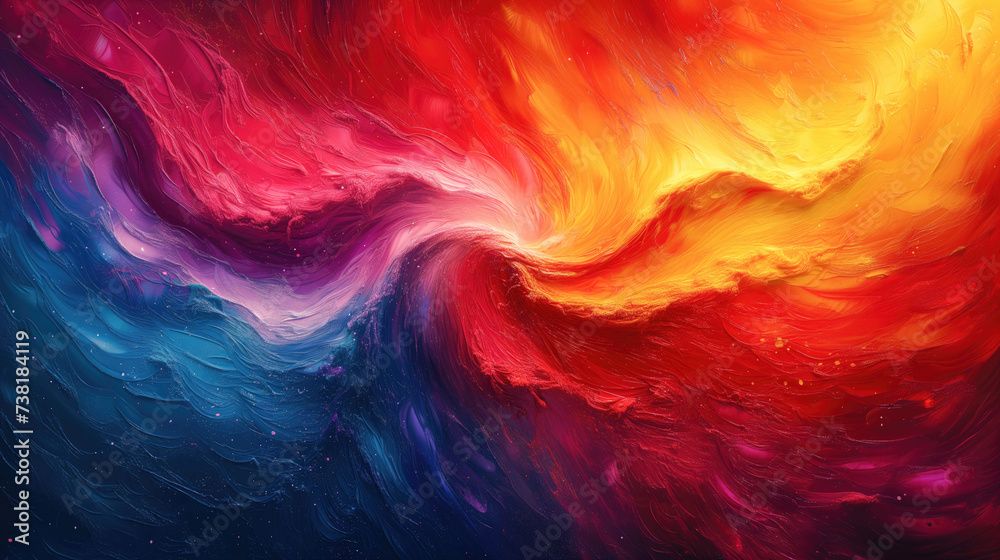 Cosmic Fusion of Fiery Colors Abstract Art