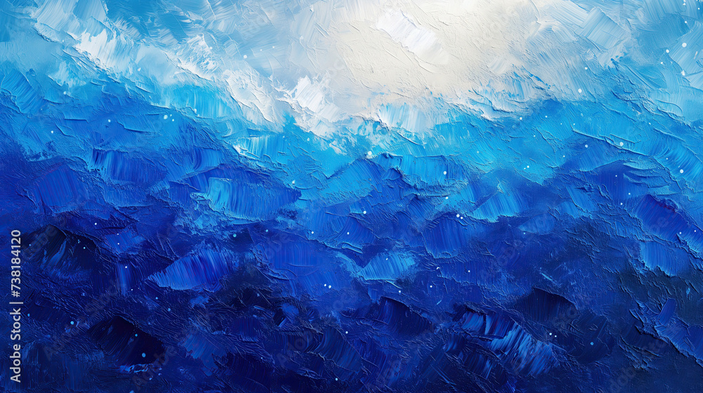 Textured Blue Ocean Waves Oil Painting Textured Blue Ocean Waves Oil Painting