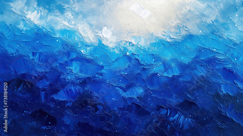 Textured Blue Ocean Waves Oil Painting © md3d