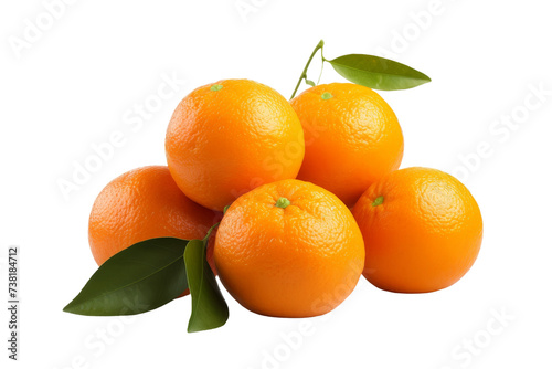 Group of Oranges With Leaves. A group of oranges with leaves arranged neatly on a Transparent background, showcasing their vibrant colors and natural beauty.