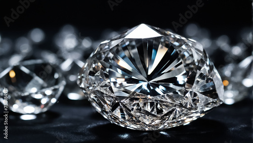 Beautiful diamonds close up on a dark background transparent