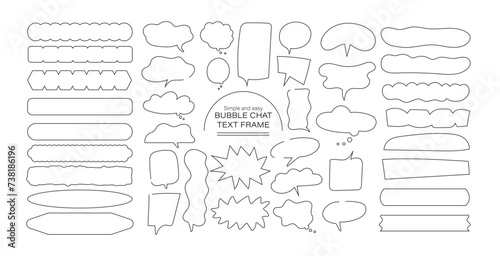 set of hand drawn bubbles, bubble chat, text frame, speak bubble line, monochrome, flat photo