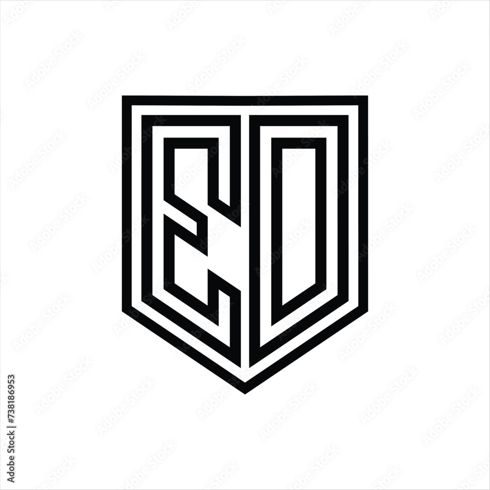 ED Letter Logo monogram shield geometric line inside shield isolated style design ED Letter Logo monogram shield geometric line inside shield isolated style design
