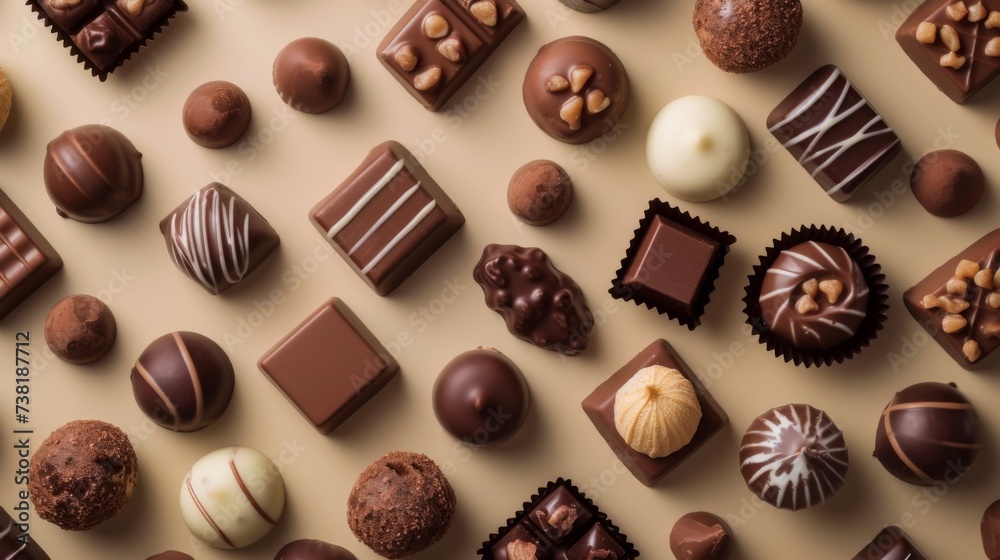 An assortment of various chocolates An assortment of various chocolates
