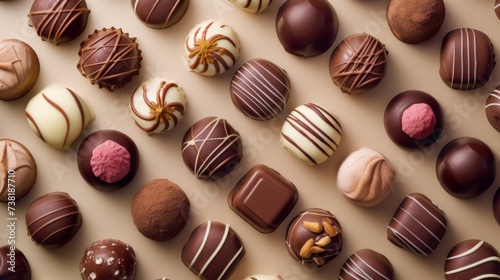 An assortment of various chocolates