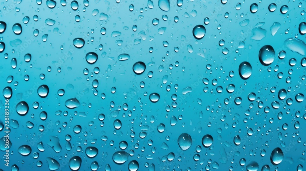 The background of raindrops is in Cyan color.