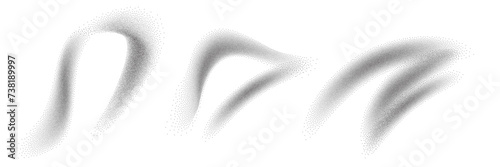 Dot grain noise gradient spray pattern background. Abstract brush strokes with sand texture. Painting dotted stipple lines, grainy effect, vector illustration isolated on white background