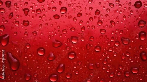 The background of raindrops is in Red color.
