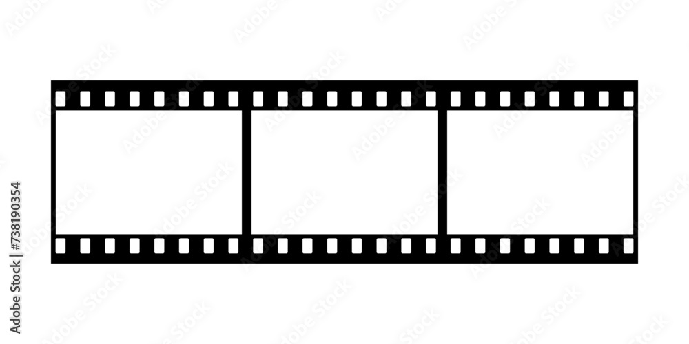 Film strip, retro cinema movie and photo analog filmstrip frames from recording camera