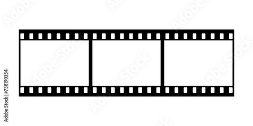 Film strip, retro cinema movie and photo analog filmstrip frames from recording camera