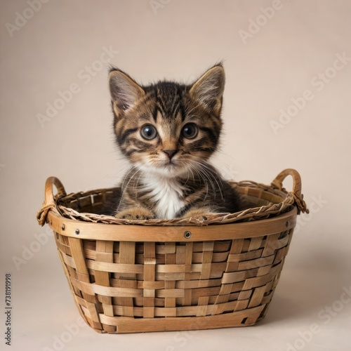 little kitten in a basket
