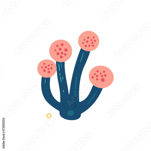 Vector illustration underwater world, sea plants on white background for sticker, print, poster, postcard