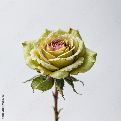 single rose on white background