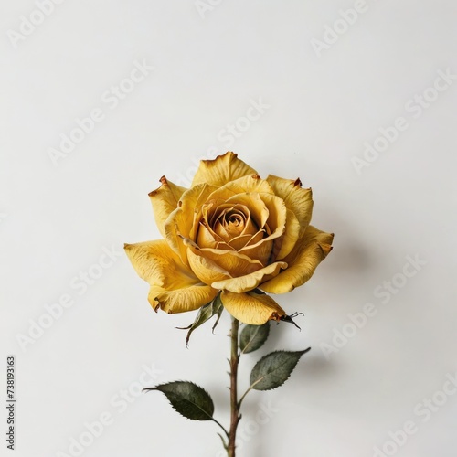 single rose on white background
