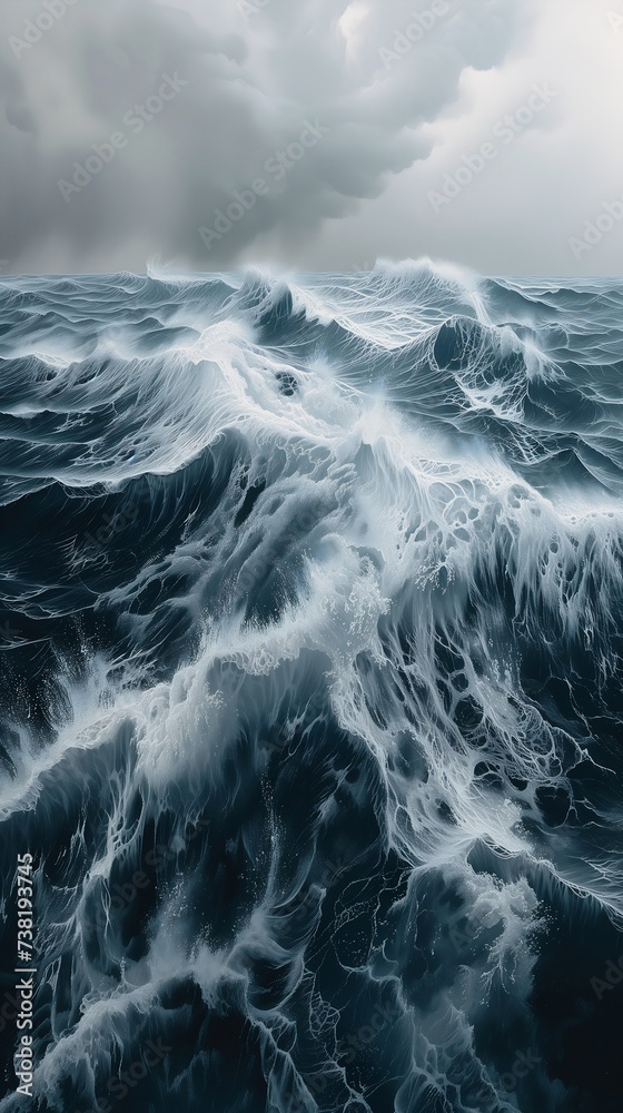 large body deep waves middle highly seas terrifying contemporary turbulent illustration