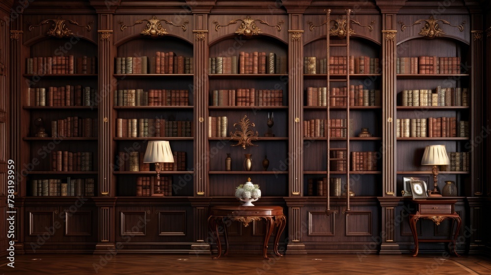 The background of the bookcases is in Rosewood color The background of the bookcases is in Rosewood color