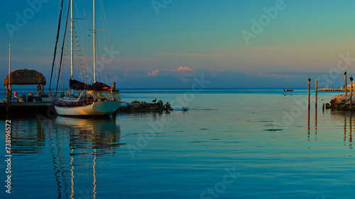 sailboat at sunset, marathon key, florida