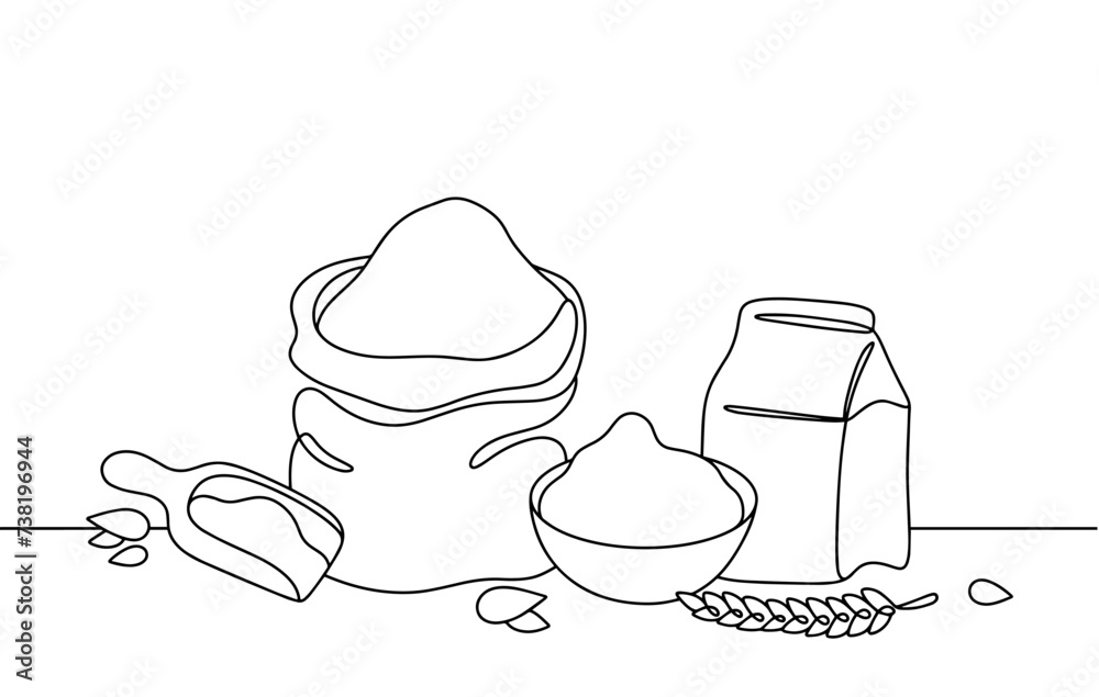 Flour. Bag. A packet of flour. Cooking. Bakery Flour. Bag. A packet of flour. Cooking. Bakery
