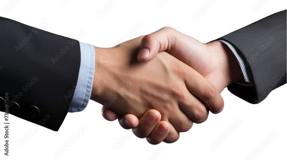 Two businessmen shaking hands, isolated on transparent background. Handshake concept. Two businessmen shaking hands, isolated on transparent background. Handshake concept.